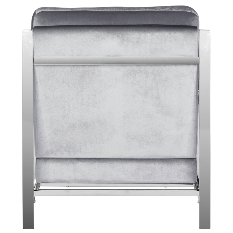 Safavieh Walden Wood and Polyester Velvet Accent Chair in Light Gray