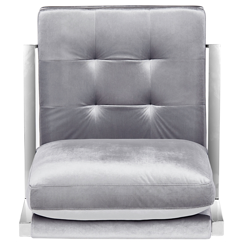 Safavieh Walden Wood and Polyester Velvet Accent Chair in Light Gray