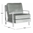 Safavieh Walden Wood and Polyester Velvet Accent Chair in Light Gray