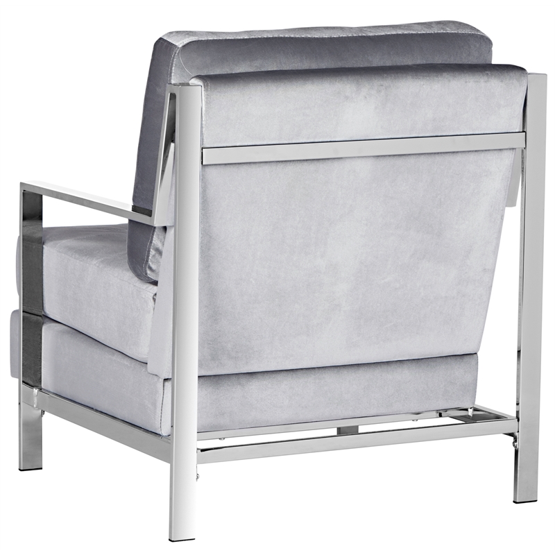 Safavieh Walden Wood and Polyester Velvet Accent Chair in Light Gray