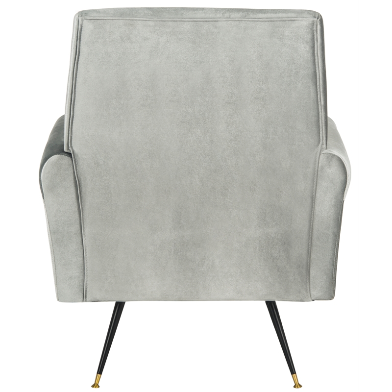 Safavieh Mira Wood and Polyester Velvet Accent Chair in Light Gray