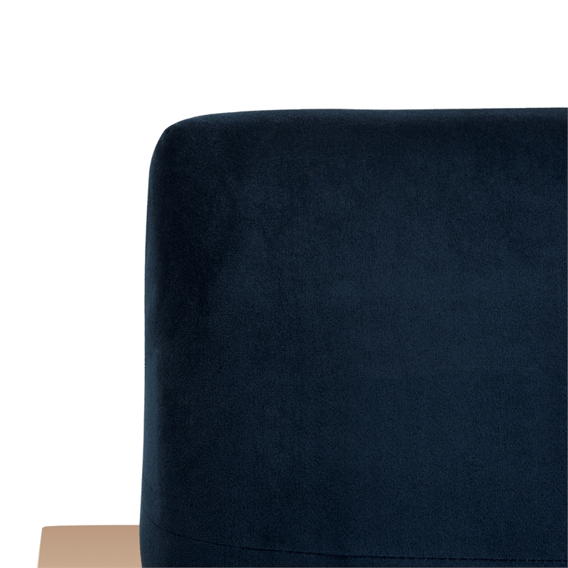 Safavieh Vasco  Brass Plated and Polyester Velvet Accent Chair in Navy