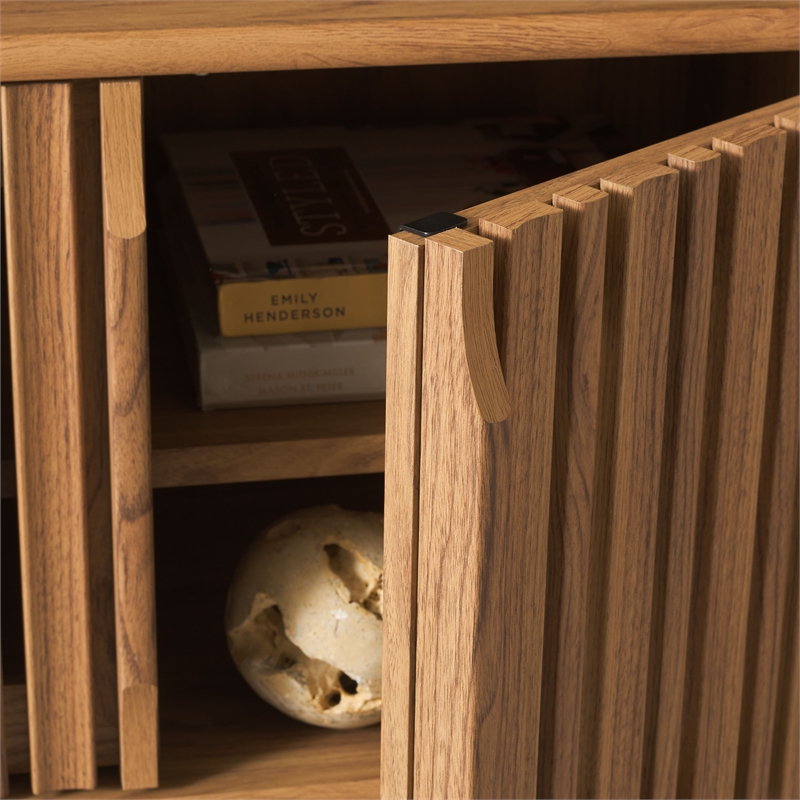 Safavieh Enid 4 Door Media Stand Wood and Metal  in Oak / Black