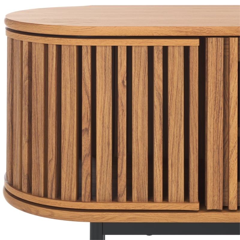 Safavieh Enid 4 Door Media Stand Wood and Metal  in Oak / Black