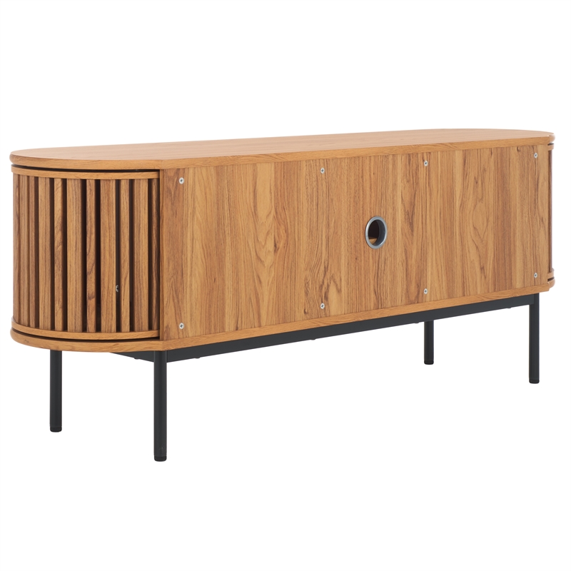 Safavieh Enid 4 Door Media Stand Wood and Metal  in Oak / Black