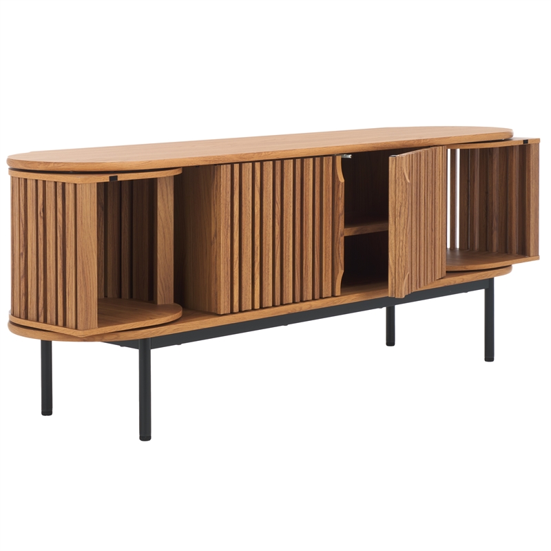 Safavieh Enid 4 Door Media Stand Wood and Metal  in Oak / Black