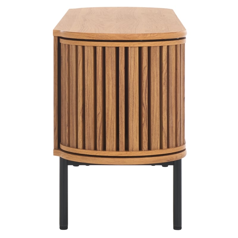 Safavieh Enid 4 Door Media Stand Wood and Metal  in Oak / Black