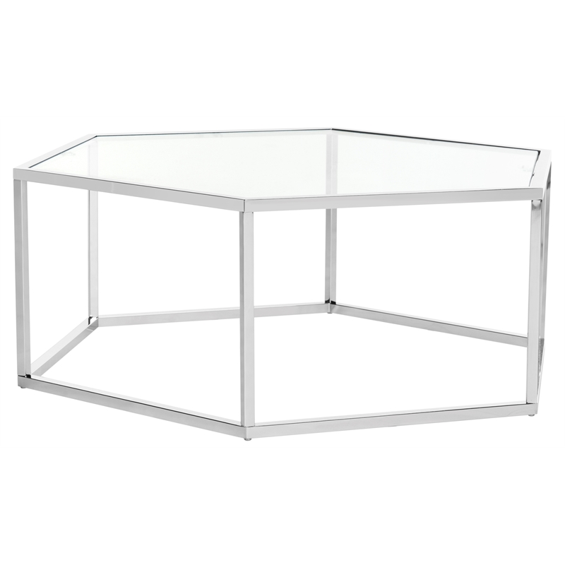 Safavieh Eliana Iron and Glass Coffee Table in Chrome