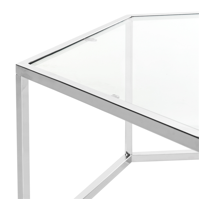 Safavieh Eliana Iron and Glass Coffee Table in Chrome