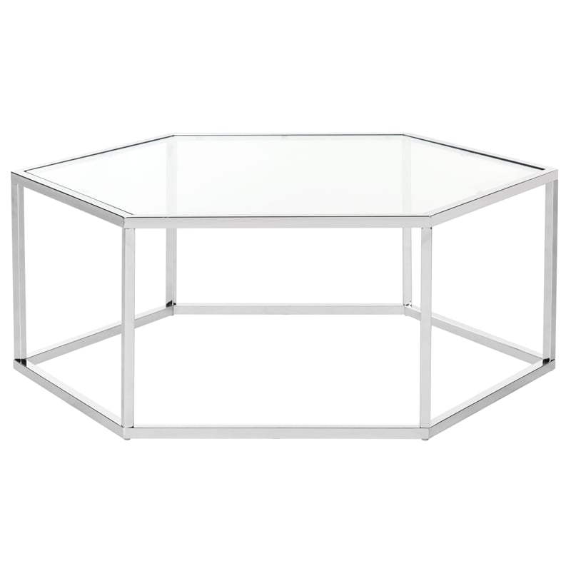 Safavieh Eliana Iron and Glass Coffee Table in Chrome