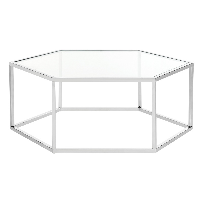 Safavieh Eliana Iron and Glass Coffee Table in Chrome