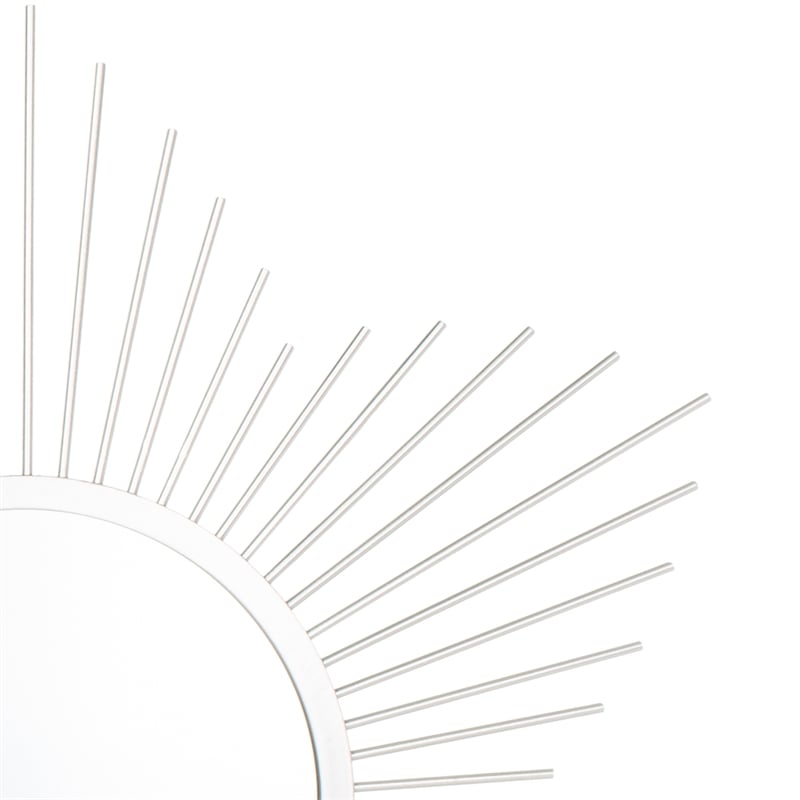 Safavieh River Sunburst Metal and Wood Mirror in Silver