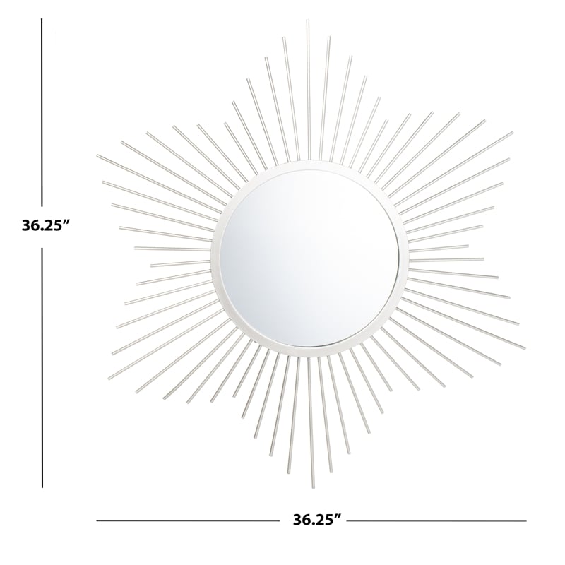 Safavieh River Sunburst Metal and Wood Mirror in Silver