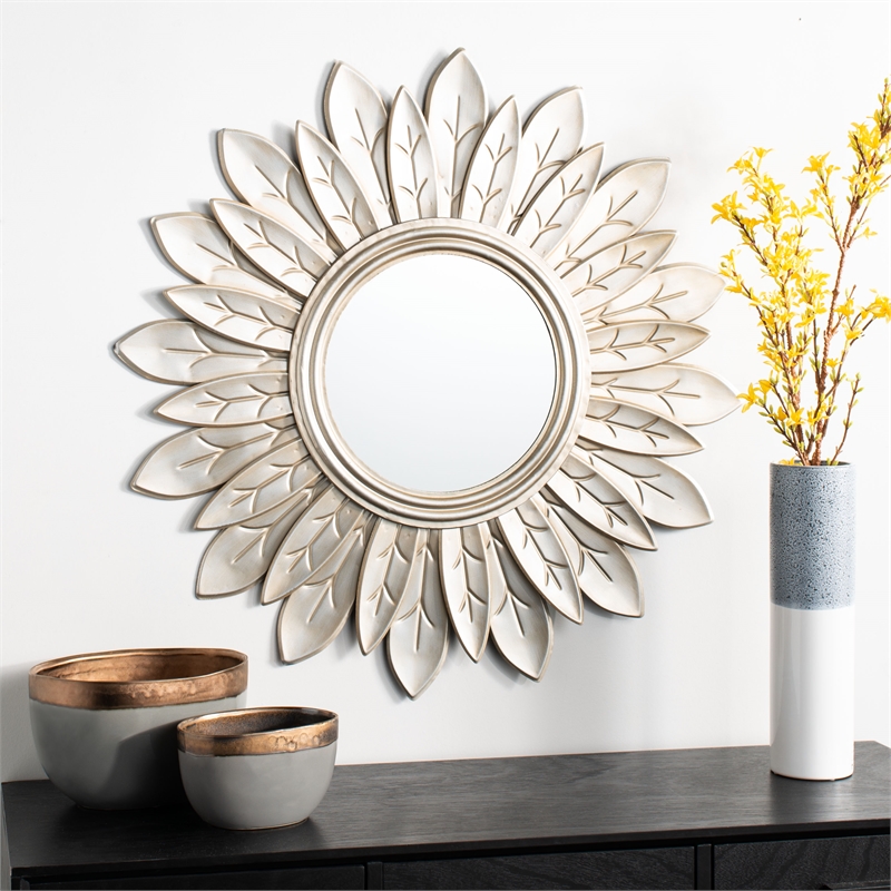 Safavieh Alba Sunburst Wood and Metal Mirror  in Vintage Bronze