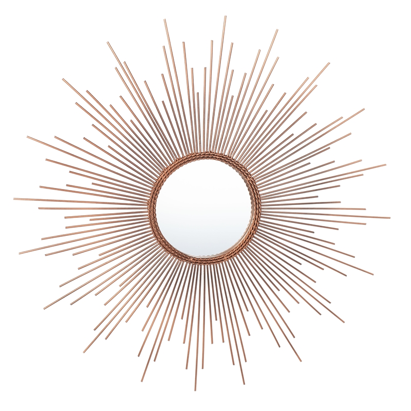 Safavieh Genevieve Sunburst Wood and Metal Mirror in Copper