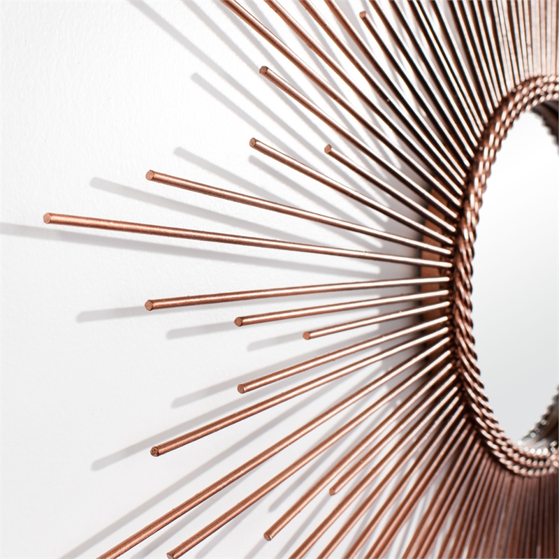 Safavieh Genevieve Sunburst Wood and Metal Mirror in Copper