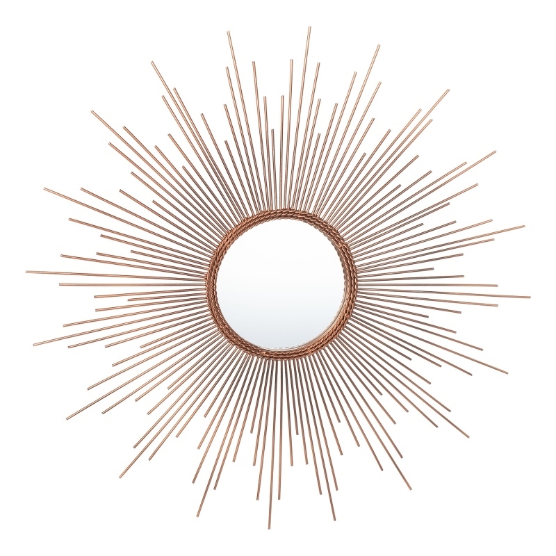 Safavieh Genevieve Sunburst Wood and Metal Mirror in Copper