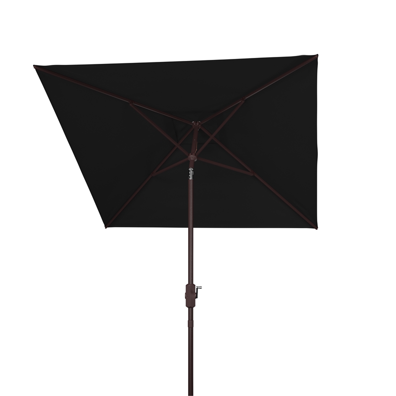 Safavieh Ortega Aluminum and Fabric  7.5Ft Sq Crank Umbrella in Black
