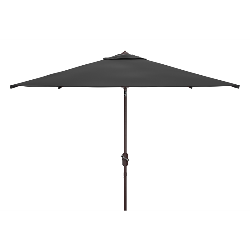 Safavieh Ortega Aluminum and Fabric  7.5Ft Sq Crank Umbrella in Black