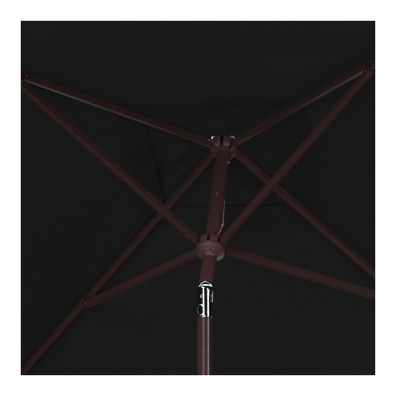 Safavieh Ortega Aluminum and Fabric  7.5Ft Sq Crank Umbrella in Black
