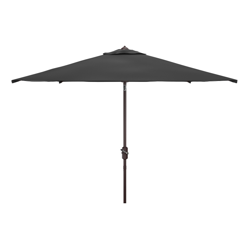 Safavieh Ortega Aluminum and Fabric  7.5Ft Sq Crank Umbrella in Black