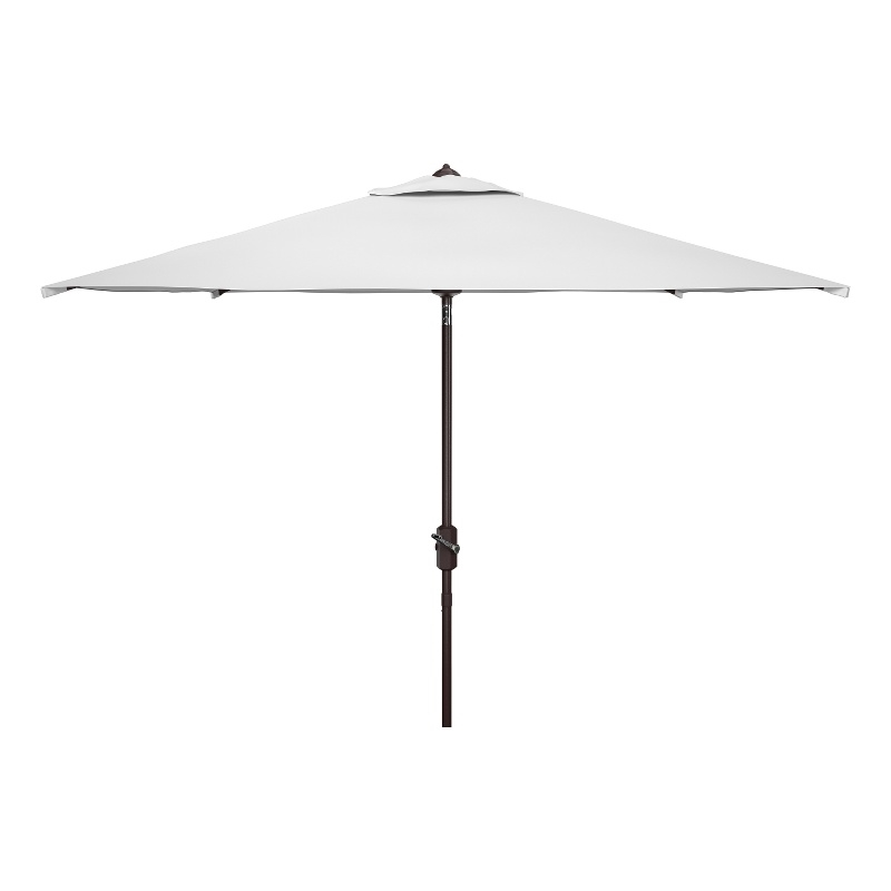Safavieh Ortega Aluminum and Fabric 7.5Ft Sq Crank Umbrella  in White