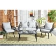 Safavieh Elsbeth Wood and Metal 4Pc Living Set  in Black / Gray