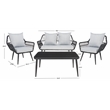 Safavieh Elsbeth Wood and Metal 4Pc Living Set  in Black / Gray