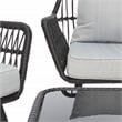 Safavieh Elsbeth Wood and Metal 4Pc Living Set  in Black / Gray