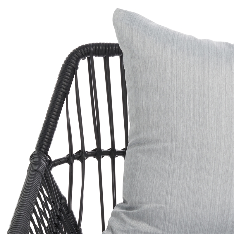 Safavieh Elsbeth Wood and Metal 4Pc Living Set  in Black / Gray