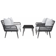 Safavieh Elsbeth Wood and Metal 4Pc Living Set  in Black / Gray