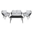 Safavieh Elsbeth Wood and Metal 4Pc Living Set  in Black / Gray