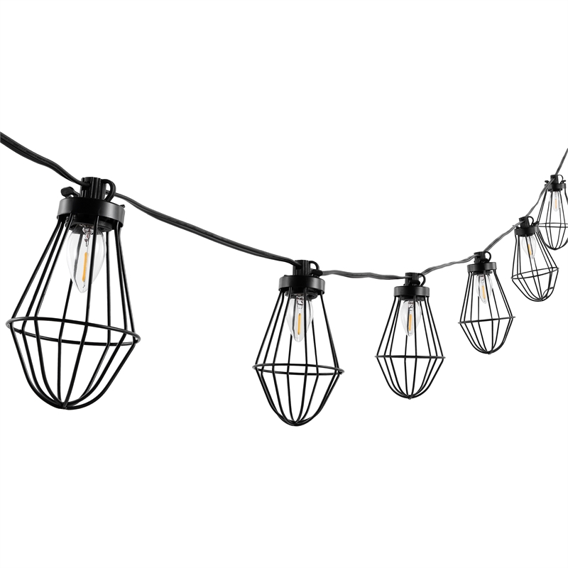 Safavieh Ellina Metal and Glass Led Outdoor String Light in Black
