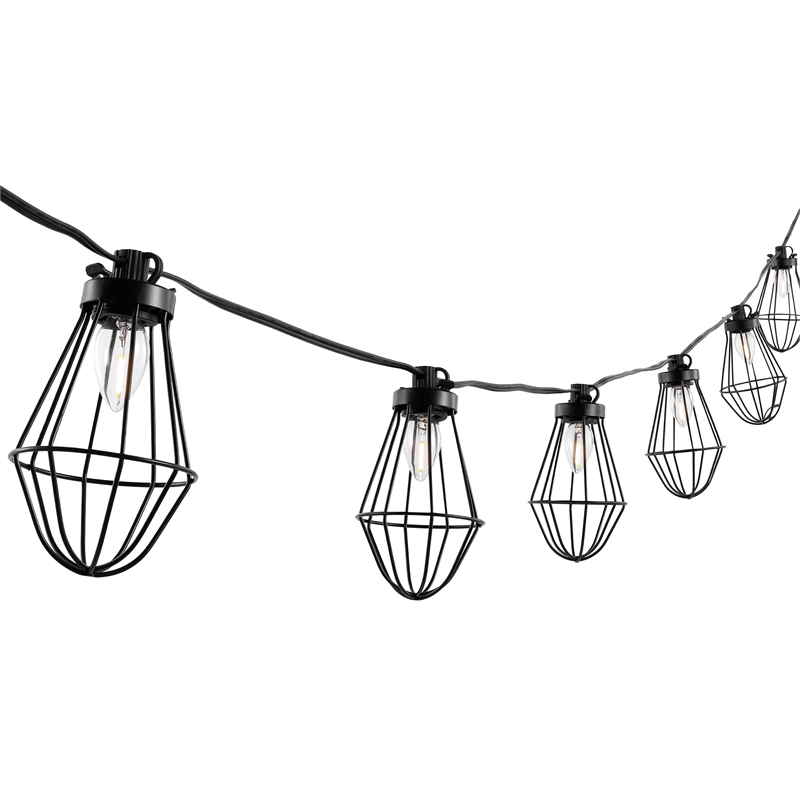 Safavieh Ellina Metal and Glass Led Outdoor String Light in Black