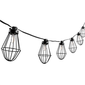 Safavieh Ellina Metal and Glass Led Outdoor String Light in Black