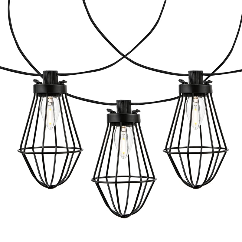 Safavieh Ellina Metal and Glass Led Outdoor String Light in Black