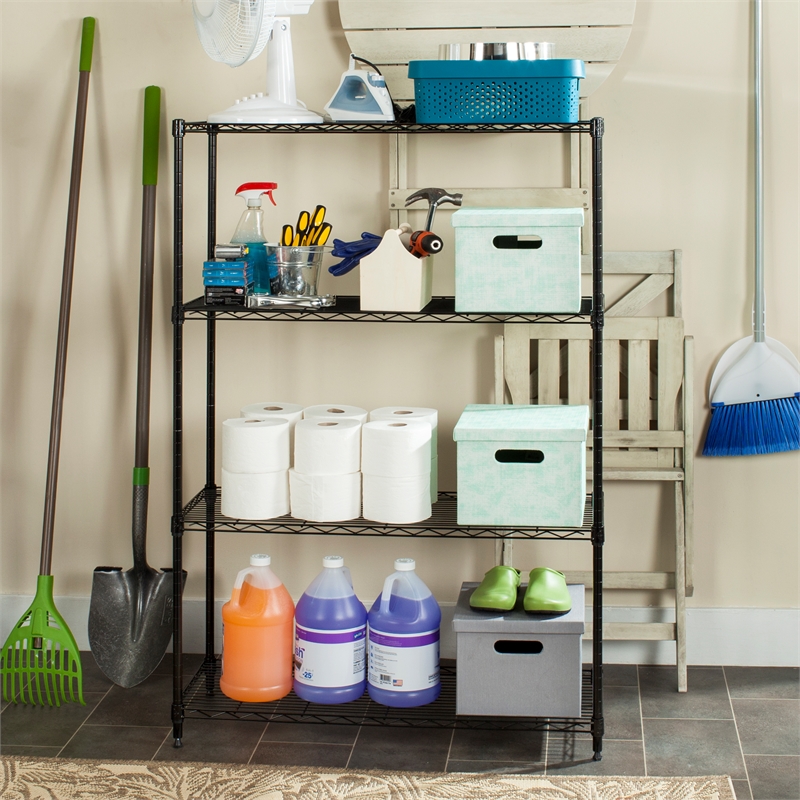 Safavieh Delta Steel and Plastic 4 Tier Shelve in Black