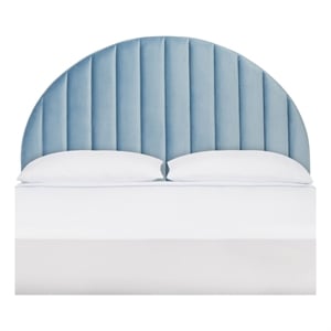 Safavieh Solare Wood and Velvet Striped Arched Headboard  in Slate