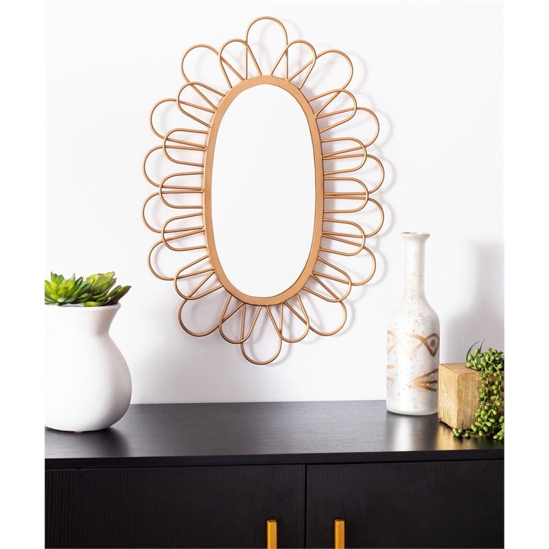 Safavieh Rime Glass and Wood Mirror in Gold