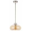 Safavieh Jorie Glass and Iron 11 Inch Pendant in Amber / Nickel