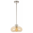 Safavieh Jorie Glass and Iron 11 Inch Pendant in Amber / Nickel