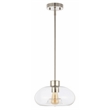 Safavieh Wessley Iron and Glass 11 Inch Pendant in Clear / Nickel