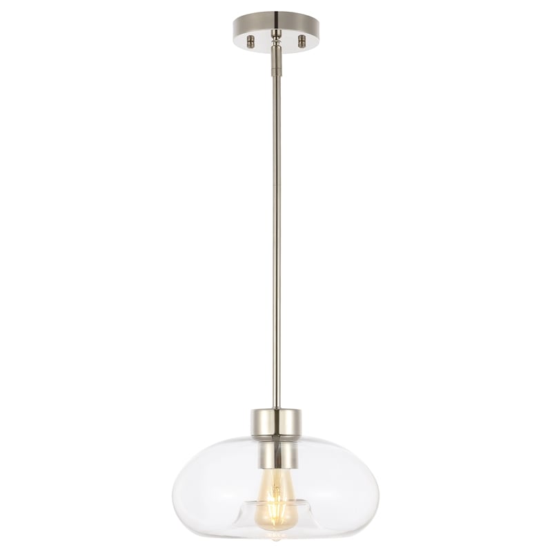 Safavieh Wessley Iron and Glass 11 Inch Pendant in Clear / Nickel