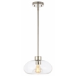Safavieh Wessley Iron and Glass 11 Inch Pendant in Clear / Nickel