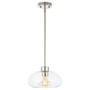 Safavieh Wessley Iron and Glass 11 Inch Pendant in Clear / Nickel