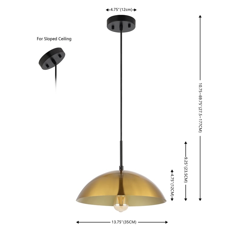 Safavieh Jorden Iron 14 Inch Pendant in Brass / Black