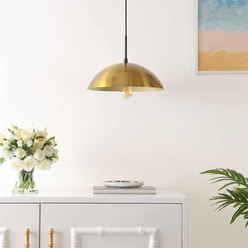 Safavieh Jorden Iron 14 Inch Pendant in Brass / Black