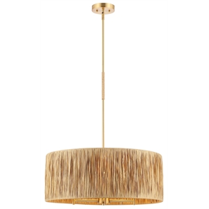 Safavieh Colessa Paper and Iron 5 Lt 24&quot Pendant in Natural / Gold