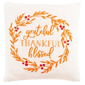 Safavieh Grateful Blessed Cotton Pillow in Orange