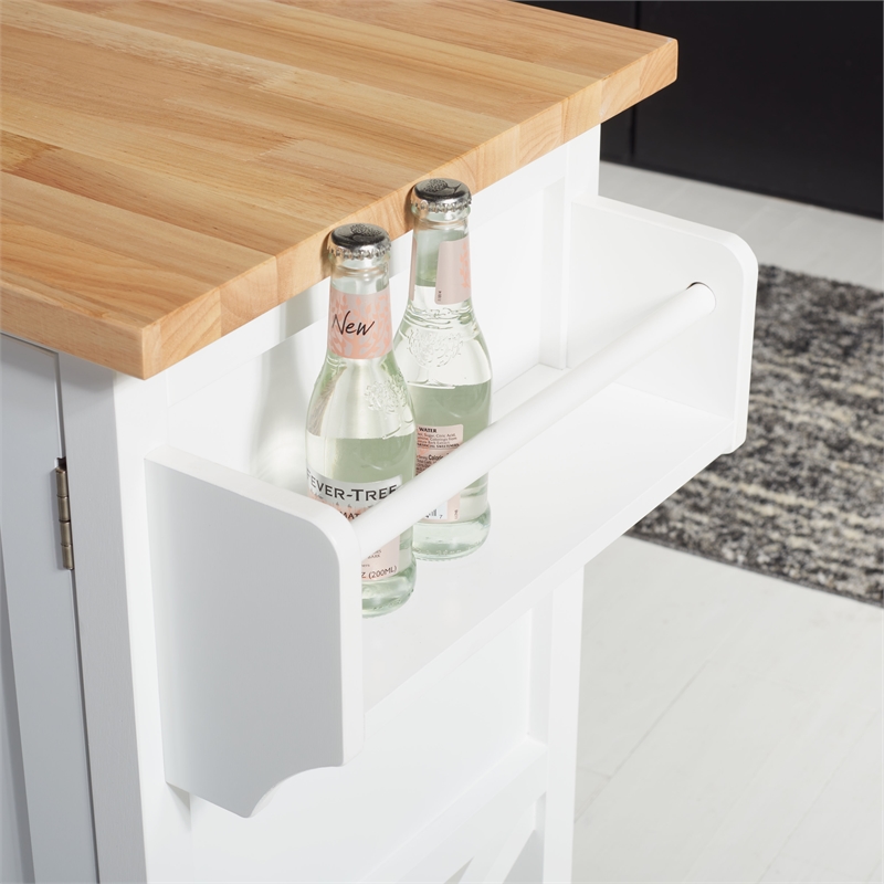 Safavieh Kesler Wood 2 Door 1 Shelf Cart in White / Natural